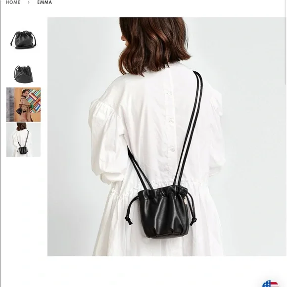 Clare V. Emma black lambskin drawstring crossbody - Picture 4 of 9